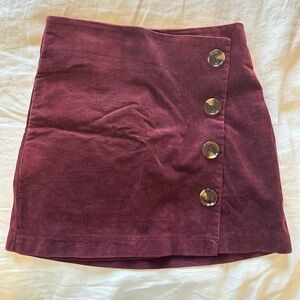 Altar’d State Corduroy Button-Front Skirt - Burgundy